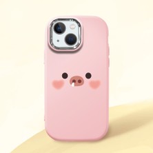 HONTINGA iPhone 13 Mini ile Uyumlu Kılıfı Kamera Korumalı Düşüme Önleyici Basitlik Pembe Yumuşak Silikon Telefon Kılıfı Yaratıcı Desenli K4-0031