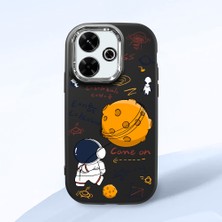 HONTINGA Xiaomi Redmi 13X ile Uyumlu Kılıfı Kamera Korumalı Düşüme Önleyici Basitlik Siyah Yumuşak Silikon Telefon Kılıfı Astronot Desenli K4-0033