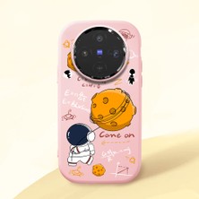 HONTINGA Vivo X300 ile Uyumlu Kılıfı Kamera Korumalı Düşüme Önleyici Basitlik Pembe Yumuşak Silikon Telefon Kılıfı Astronot Desenli K4-0033