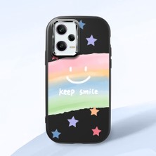 HONTINGA Poco X5 Pro 5g ile Uyumlu Kılıfı Kamera Korumalı Düşüme Önleyici Basitlik Siyah Yumuşak Silikon Telefon Kılıfı Gülümse Desenli K4-0030