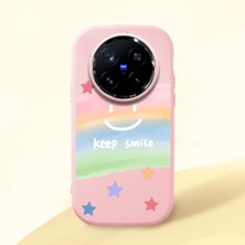 HONTINGA Vivo X200 Pro ile Uyumlu Kılıfı Kamera Korumalı Düşüme Önleyici Basitlik Pembe Yumuşak Silikon Telefon Kılıfı Gülümse Desenli K4-0030