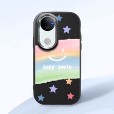 HONTINGA Vivo V50 ile Uyumlu Kılıfı Kamera Korumalı Düşüme Önleyici Basitlik Siyah Yumuşak Silikon Telefon Kılıfı Gülümse Desenli K4-0030