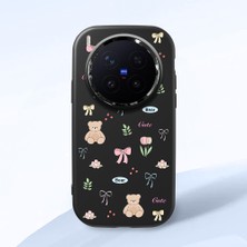HONTINGA Vivo X300 Pro ile Uyumlu Kılıfı Kamera Korumalı Düşüme Önleyici Basitlik Siyah Yumuşak Silikon Telefon Kılıfı Ayı Desenli K4-0035