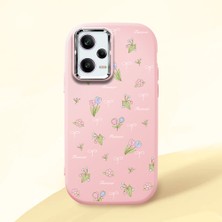 HONTINGA Poco X5 Pro 5g ile Uyumlu Kılıfı Kamera Korumalı Düşüme Önleyici Basitlik Pembe Yumuşak Silikon Telefon Kılıfı Çiçek Desenli K4-0036