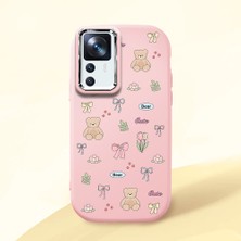 HONTINGA Xiaomi Mi 12T ile Uyumlu Kılıfı Kamera Korumalı Düşüme Önleyici Basitlik Pembe Yumuşak Silikon Telefon Kılıfı Ayı Desenli K4-0035
