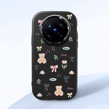 HONTINGA Vivo X200 Pro ile Uyumlu Kılıfı Kamera Korumalı Düşüme Önleyici Basitlik Siyah Yumuşak Silikon Telefon Kılıfı Ayı Desenli K4-0035