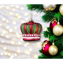 My Balli Store Yılbaşı Süsü Simli Kral Tacı 2'li Kırmızı Yeşil 10 cm