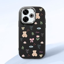 HONTINGA Xiaomi Redmi 13X ile Uyumlu Kılıfı Kamera Korumalı Düşüme Önleyici Basitlik Siyah Yumuşak Silikon Telefon Kılıfı Ayı Desenli K4-0035