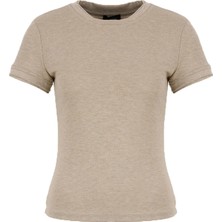 Fabrika Bej Melanj Kadın T-Shirt F6SL-TST0376