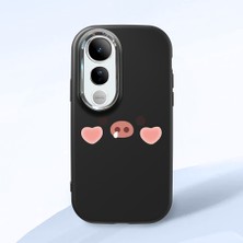 HONTINGA Vivo V50 Lite ile Uyumlu Kılıfı Kamera Korumalı Düşüme Önleyici Basitlik Siyah Yumuşak Silikon Telefon Kılıfı Yaratıcı Desenli K4-0031