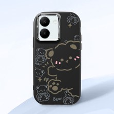 HONTINGA Vivo Y27 ile Uyumlu Kılıfı Kamera Korumalı Düşüme Önleyici Basitlik Siyah Yumuşak Silikon Telefon Kılıfı Ayı Desenli K4-0029