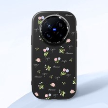 HONTINGA Vivo X200 Pro ile Uyumlu Kılıfı Kamera Korumalı Düşüme Önleyici Basitlik Siyah Yumuşak Silikon Telefon Kılıfı Çiçek Desenli K4-0036