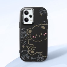 HONTINGA Poco X5 Pro 5g ile Uyumlu Kılıfı Kamera Korumalı Düşüme Önleyici Basitlik Siyah Yumuşak Silikon Telefon Kılıfı Ayı Desenli K4-0029