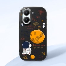 HONTINGA Poco X7 Pro ile Uyumlu Kılıfı Kamera Korumalı Düşüme Önleyici Basitlik Siyah Yumuşak Silikon Telefon Kılıfı Astronot Desenli K4-0033