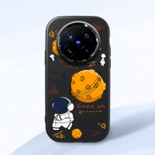 HONTINGA Vivo X200 Pro ile Uyumlu Kılıfı Kamera Korumalı Düşüme Önleyici Basitlik Siyah Yumuşak Silikon Telefon Kılıfı Astronot Desenli K4-0033
