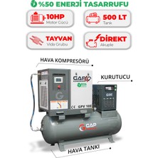 GAP Kompresör Hava Kompresörü Depo Üstü Invertörlü Vidalı 10HP 500LT GPV10E