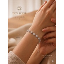 Zeta Jewel 925 Ayar Gümüş Çiçek Bileklik Hediye Kutulu Ayarlanabilir 16 cm + 4 cm Uzatma Kadın Bileklik