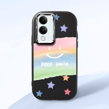 HONTINGA Vivo Y04 ile Uyumlu Kılıfı Kamera Korumalı Düşüme Önleyici Basitlik Siyah Yumuşak Silikon Telefon Kılıfı Gülümse Desenli K4-0030