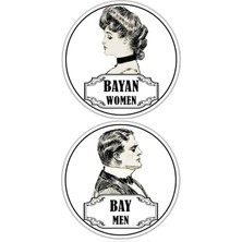 Kabajur Kadın Erkek Siyah Beyaz Retro Tuvalet Wc Levhası 2li