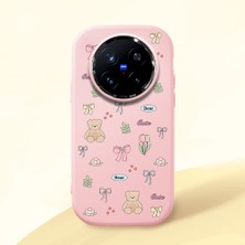 HONTINGA Vivo X200 Pro ile Uyumlu Kılıfı Kamera Korumalı Düşüme Önleyici Basitlik Pembe Yumuşak Silikon Telefon Kılıfı Ayı Desenli K4-0035