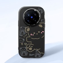 HONTINGA Vivo X200 Pro ile Uyumlu Kılıfı Kamera Korumalı Düşüme Önleyici Basitlik Siyah Yumuşak Silikon Telefon Kılıfı Ayı Desenli K4-0029