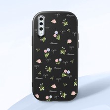 HONTINGA Samsung Galaxy A50S ile Uyumlu Kılıfı Kamera Korumalı Düşüme Önleyici Basitlik Siyah Yumuşak Silikon Telefon Kılıfı Çiçek Desenli K4-0036