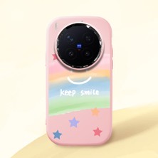 HONTINGA Vivo X300 Pro ile Uyumlu Kılıfı Kamera Korumalı Düşüme Önleyici Basitlik Pembe Yumuşak Silikon Telefon Kılıfı Gülümse Desenli K4-0030