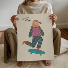 Pegziz Çocuk Odası Kaykaycı Penguen Temalı Dekoratif Poster Çocuk ve Bebek Odası Duvar Dekoru