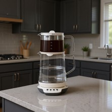 Homend Royaltea 1749H Beyaz Cam Çay Makinesi 1 LT Kapasite ile Sağlıklı Demleme