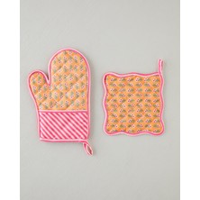 English Home Whispering Petals Polyester 2'li Mutfak Seti 17x30 cm+20x20 cm Pembe - Turuncu