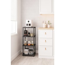 Urlove Siyah 4 Katlı 33X40 Ekstra Geniş Düzenleyici Mutfak Banyo ve Kiler Rafı