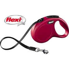 Flexi New Classic Kordon Otomatik Gezdirme 5 Mtr Kırmızı Orta Irk Köpekler İçin Rahat Kullanım