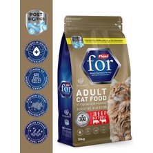 Flexi For Biftekli Yetişkin Kedi Maması 15 kg – Postbiyotik Destekli, Hassas Sindirimli, Yüksek Proteinli Kuru Kedi Maması