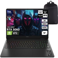 Hp Omen Slim 16-AN0036NT Ultra 7-255H 64-Gbddr5 2 Tbssd RTX5060 (8gb-Gddr7) 16" Wuxga 165Hz Windows 11 Pro + Hmf Sırt Çantası CK9L3EAHMF12