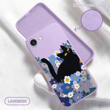 HONTINGA iPhone 16E ile Uyumlu Kılıfı Içi Kadifeli Düşüme Önleyici Basitlik Anti Düşme Kamera Korumali Kedi Desen Telefon Kılıfı Kadın ve Erkek Için Uygundur K6-0031
