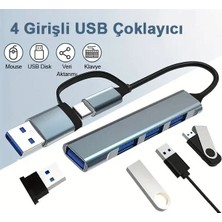 Zeyosqar Type C USB Çoklayıcı 3.0 USB Çoğaltıcı 4 Port Hem Type C Hem USB Girişli
