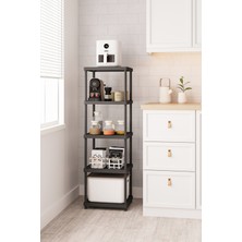 Urlove Siyah 5 Katlı 33X40 Ekstra Geniş Düzenleyici Mutfak Banyo ve Kiler Rafı