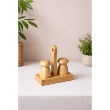 Handanca Bambu Standlı Mantar Tuzluk/biberlik Seti