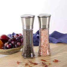 Handanca Karabiber Tuz Değirmeni 2li Set Metal Seramik Öğütücülü Yükseklik 19CM