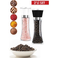 Handanca Pratik 2li Değirmen Seti | Karabiber Tuzluk Değirmeni | Baharat Öğütücü Dayanıklı Bıçaklı 2 Adet