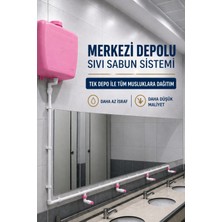 Hilal Kimya 20 Lt Butonlu 2 Musluklu Merkezi Sistem Depolu Sıvı Sabunluk PEMBE