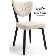 Kaffahome Riva , Modern Mutfak Sandalyesi, Yemek Odası Sandalyesi, Bahçe, Kafe - 6 Adet Krem Sandalye