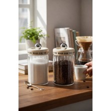 Handanca 2'li Küçük Boy 450ML Modern Tasarım Cam Kavanoz Seti-Sızdırmaz Kapak Bakliyat/baharat Saklama Kabı