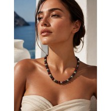 Solare Accessories Premium Çok Renkli Doğal Taş Dalmaçyalı Kolye