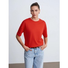 Dilvin 3683 Basic T-Shirt-Kırmızı