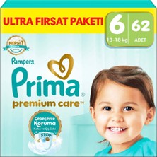 Prima PremiumCare Bebek Bezi Fırsat Paketi 6 Numara 62 Adet Bez