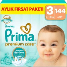 Prima PremiumCare Bebek Bezi Aylık Fırsat Paketi 3 Numara 144 Adet Bez