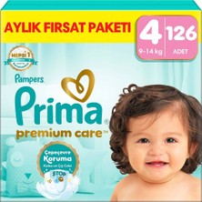 Prima PremiumCare Bebek Bezi Aylık Fırsat Paketi 4 Numara 126 Adet Bez