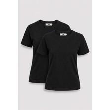 JUST UNIQUE DENIM J.U.D Victoria 80001-1 Regular Fit 2'li Kadın Basic T-Shirt