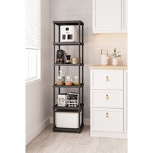 Urlove Siyah 6 Katlı 33X40 Ekstra Geniş Düzenleyici Mutfak Banyo ve Kiler Rafı